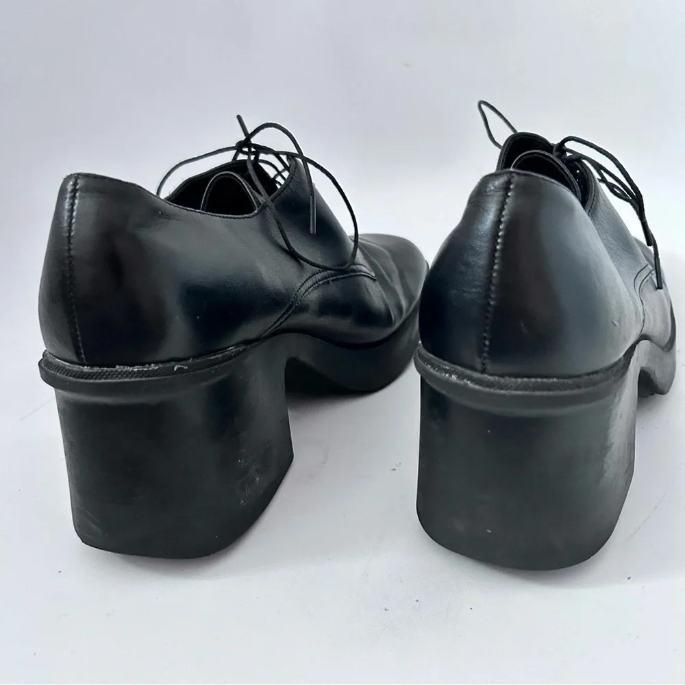 PREDICTIONS 90s Y2K Chunky Platform Heel Oxfords Size 8 Black Vegan Leather
